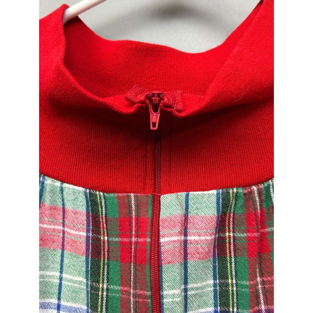 The Tog Shop Nightgown Womens Large Red Green Plaid Cotton Zipper Lounger Vtg - Picture 7 of 8